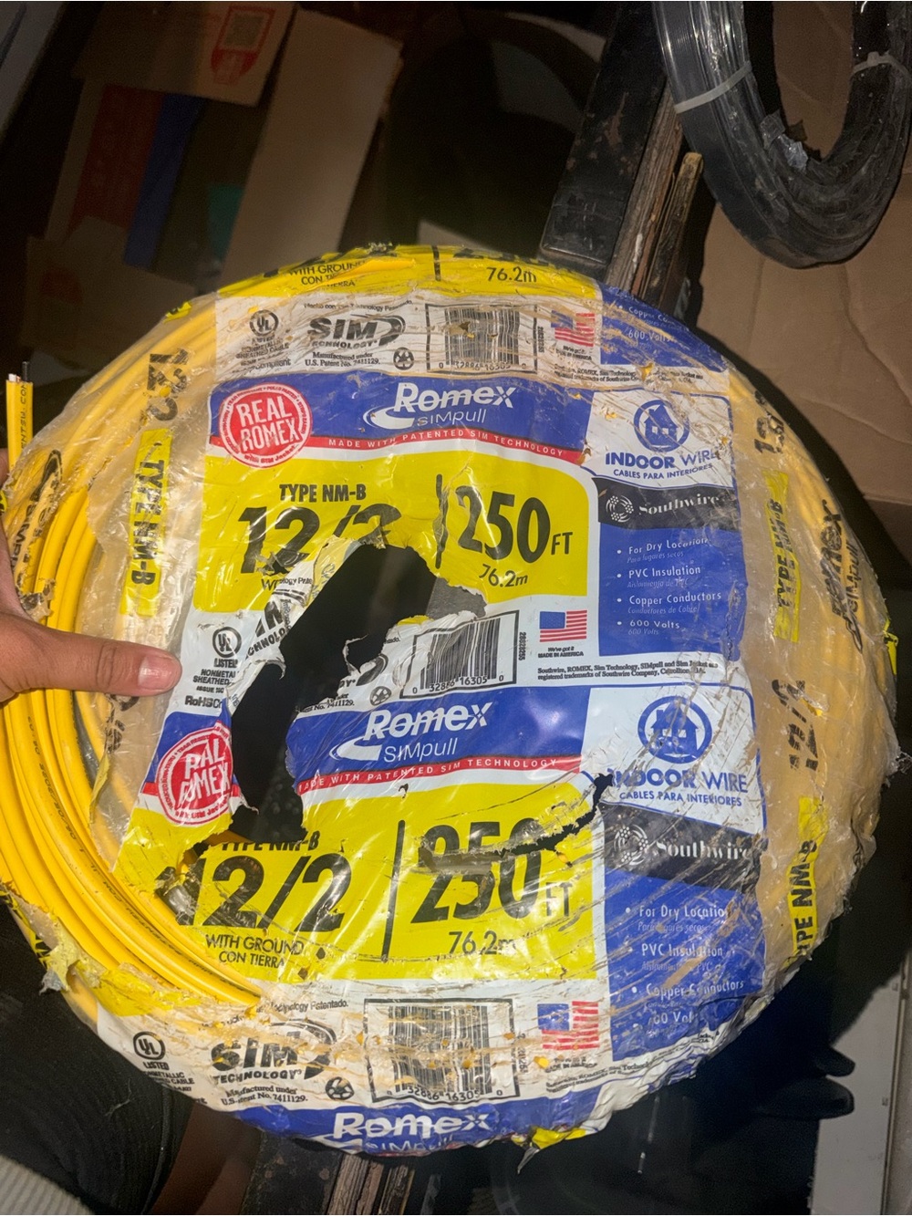 12/2 Indoor Electrical Wire - Yellow - 250 ft